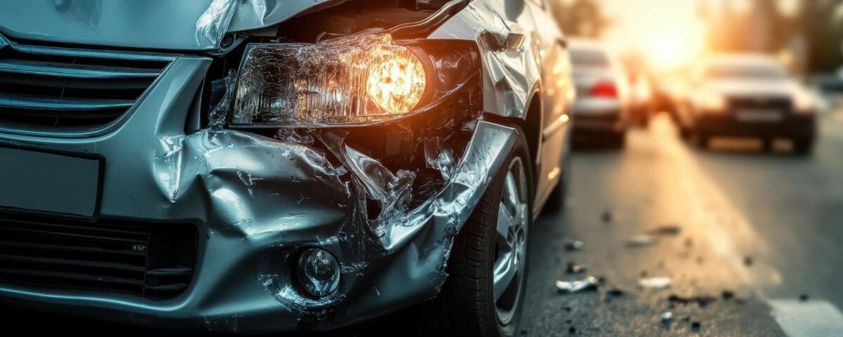 Mașină lovită după un accident rutier.